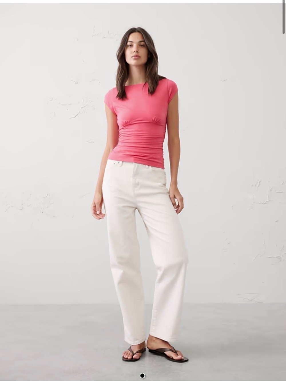 Banana Republic Factory Soft Stretch Shirred Boatneck Top